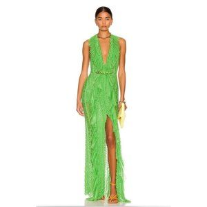 Raisa Vanessa Ruched Maxi Dress Pistachio Green Long